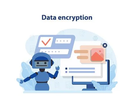 Data encryption concept. Flat vector illustration Stock Illustration