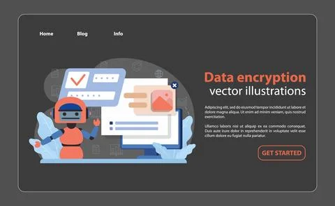 Data encryption concept. Flat vector illustration Stock Illustration