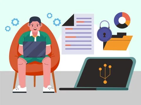 Data Encryption Concept Illustration Style Stock Illustration