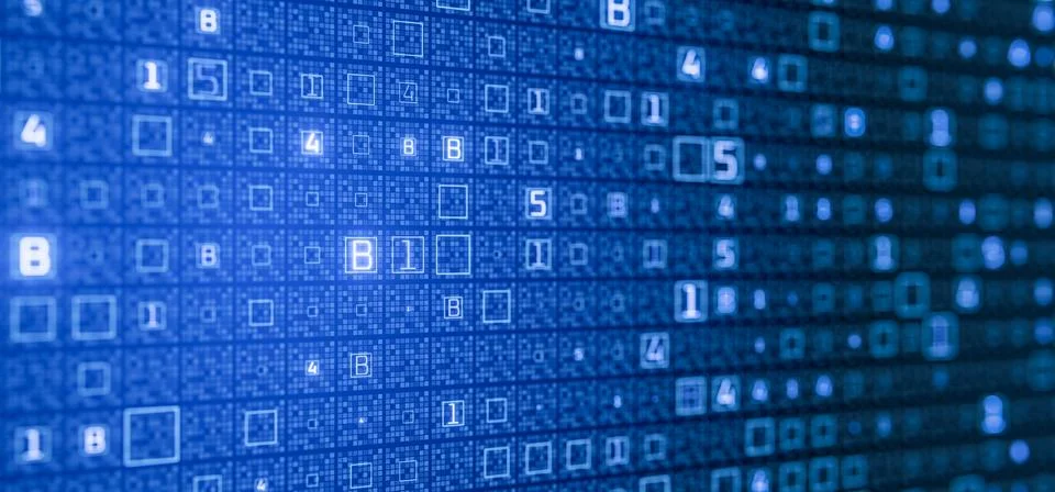Data encryption. Cryptography concept. Machine learning. Number manipulation. Stock Photos