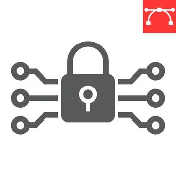 Data encryption glyph icon Illustrazione stock