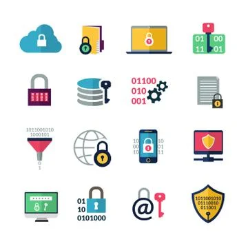 Data Encryption Icons Stock Illustration