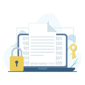 Data encryption illustration, privacy protection, secure information flow. Stock Illustration