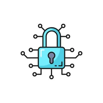 Data encryption, information secure outline icon Illustrazione stock