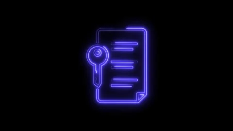 Data encryption with key security and document protection with neon glow ef.. Stock Footage 314542317