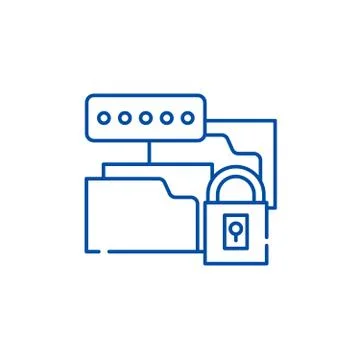 Data encryption line icon concept. Data encryption flat vector symbol, sign Illustrazione stock