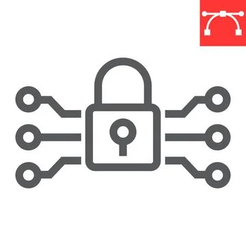 Data encryption line icon 스톡 일러스트