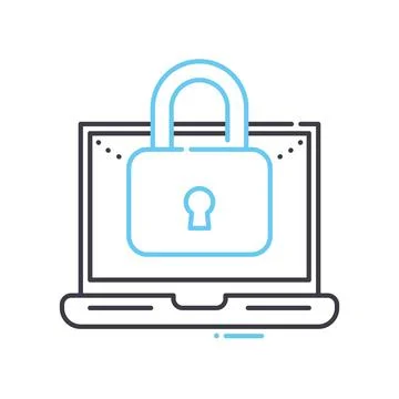 Data encryption line icon, outline symbol, vector illustration, concept sign Stock Illustration