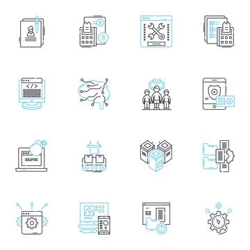 Data Encryption linear icons set. Cryptography, Security, Privacy, Algorithms Stockillustratie