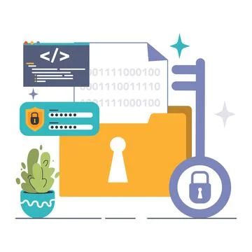 Data encryption. Personal information, internet access or database Stock Illustration