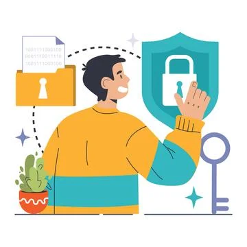 Data encryption. Personal information, internet access or database Stock Illustration