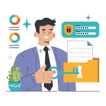 Data encryption. Personal information, internet access or database Stock Illustration