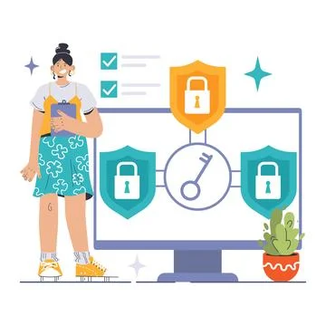 Data encryption. Personal information, internet access or database Stock Illustration