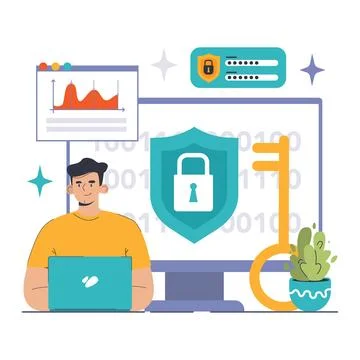 Data encryption. Personal information, internet access or database Stock Illustration