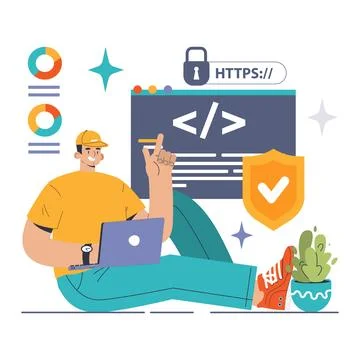 Data encryption. Personal information, internet access or database Stock Illustration