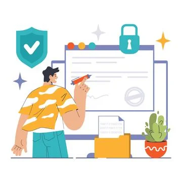 Data encryption. Personal information, internet access or database Stock Illustration