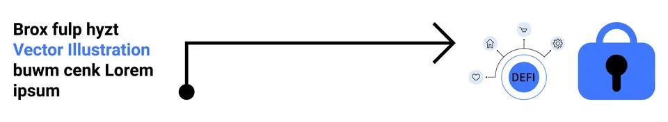 Data Encryption Process with Secure Lock Icon and Centralized Network Hub S.. Stock Illustration