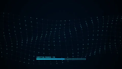 Data Encryption Progress Loading Bar with Glowing Digital Mesh Stock Footage 347186600