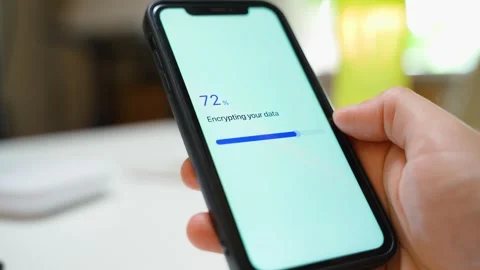 Data encryption progress on smartphone from zero to completed. Data encrypted Stock-Footage 342735339