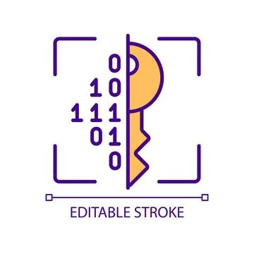 Data encryption to protect private information in internet RGB color icon Stock Illustration