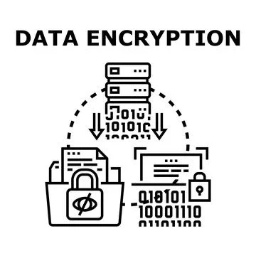 Data encryption protecting information privacy and cybersecurity Stock Illustration