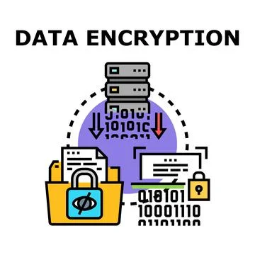 Data encryption protecting information privacy and cybersecurity Stock Illustration