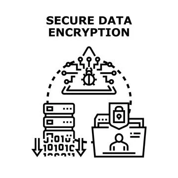 Data encryption protecting personal privacy and cybersecurity Stock Illustration
