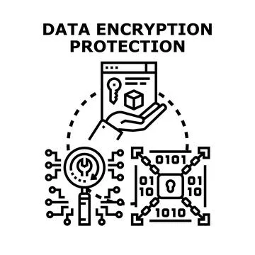 Data encryption protection concept securing digital information Stock Illustration