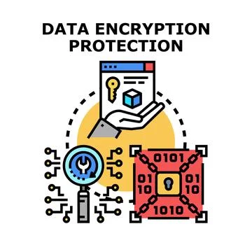 Data encryption protection concept securing digital information 库存插图
