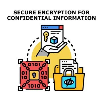 Data encryption providing confidential information security and protection Illustrazione stock