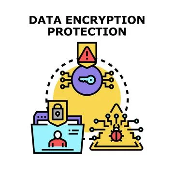 Data encryption providing digital protection and cybersecurity Stock Illustration
