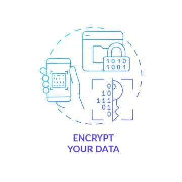 Data encryption to save privacy blue gradient concept icon Illustrazione stock