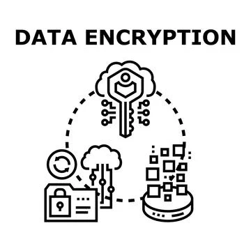 Data encryption security and digital information protection concept Illustrazione stock