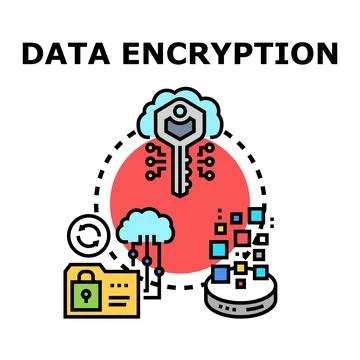 Data encryption security and digital information protection concept Illustrazione stock