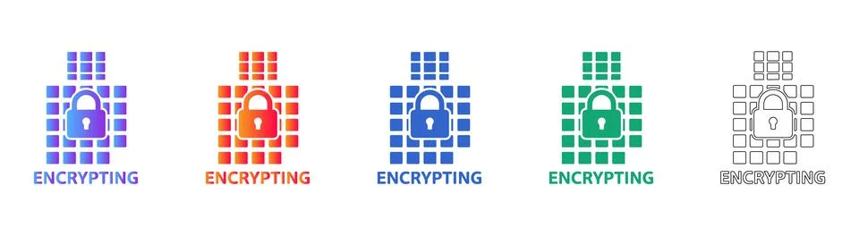 Data Encryption Security Icons 스톡 일러스트