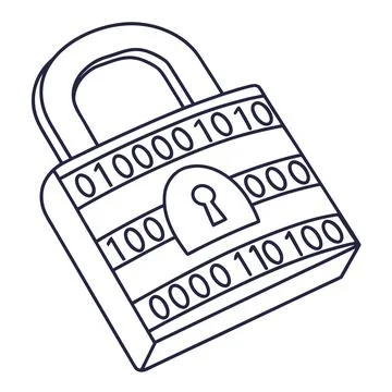 Data Encryption Security Lock Icon Outline Vector Illustrazione stock