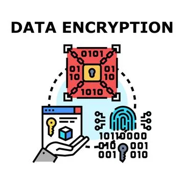 Data encryption security protecting digital information access Stock Illustration