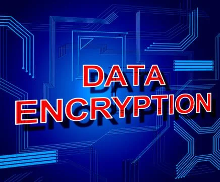 Data encryption sign showing facts web and processor Stockillustratie
