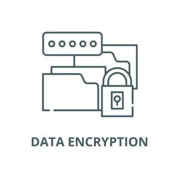 Data encryption vector line icon, linear concept, outline sign, symbol 스톡 일러스트