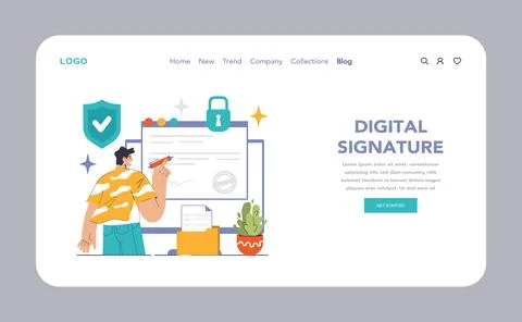 Data encryption web or landing. Personal information, internet access Stock Illustration