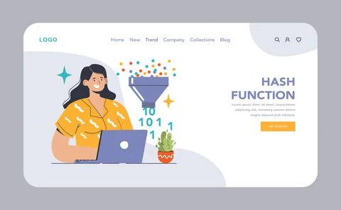 Data encryption web or landing. Personal information, internet access Illustrazione stock