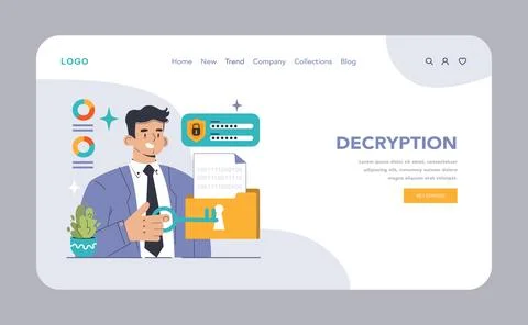 Data encryption web or landing. Personal information, internet access Stock Illustration