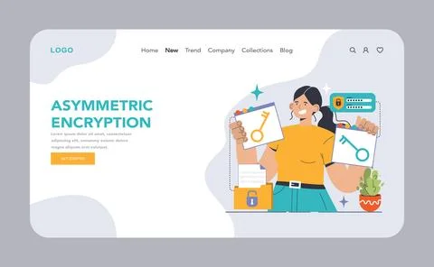 Data encryption web or landing. Personal information, internet access Stock Illustration