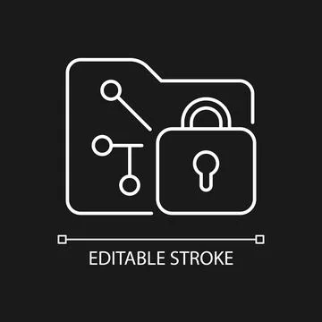 Data encryption white linear icon for dark theme Stock Illustration