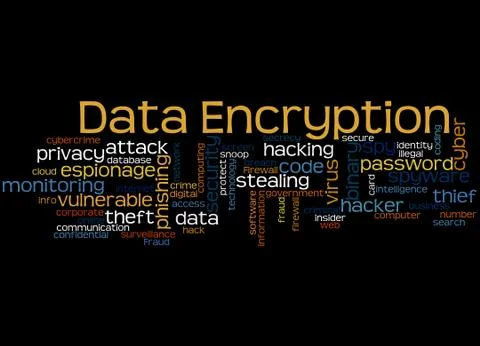 Data Encryption, word cloud concept Stock Illustration