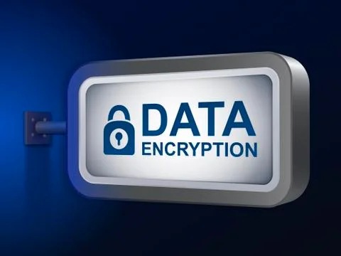 Data encryption words on billboard Stock Illustration