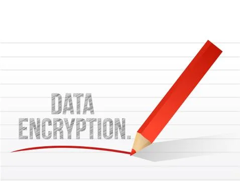 Data encryption written on a white piece of paper Stock Illustration