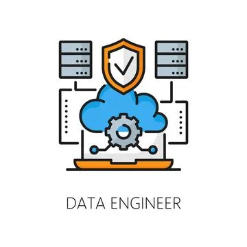 Data engineer, web development job outline icon Stock Illustration