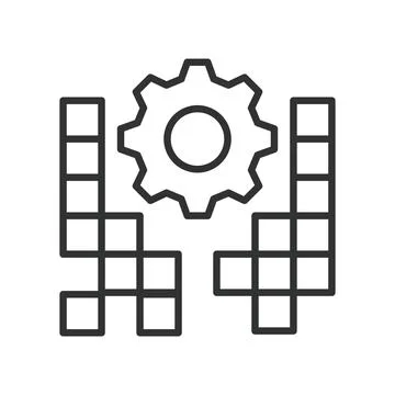 Data engineering icon in line design. analytics, grid, structure, organization Stock Illustration