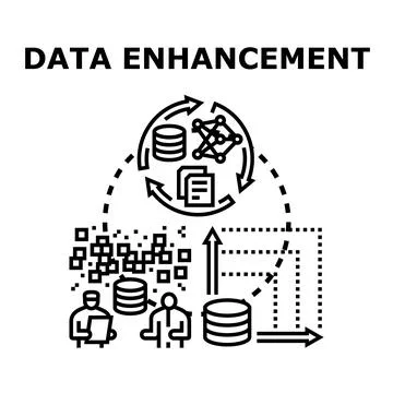 Data enhancement process optimizing information analysis and management Illustrazione stock